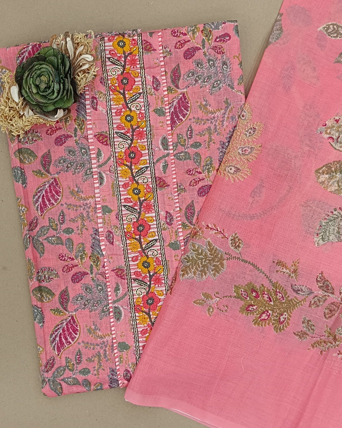 Pink Mal Cotton printed fabric Unstitched Salwar Suit