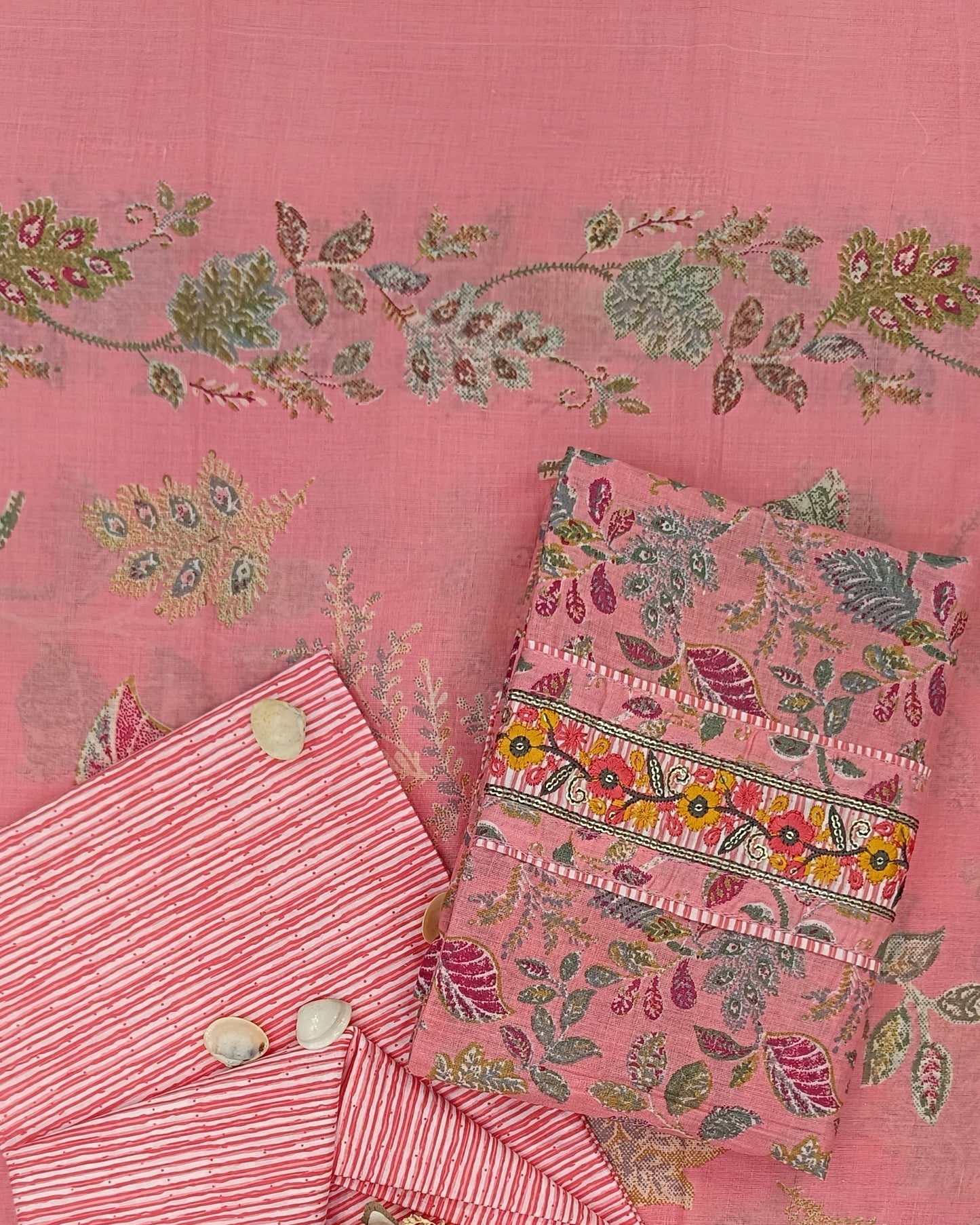 Pink Mal Cotton printed fabric Unstitched Salwar Suit