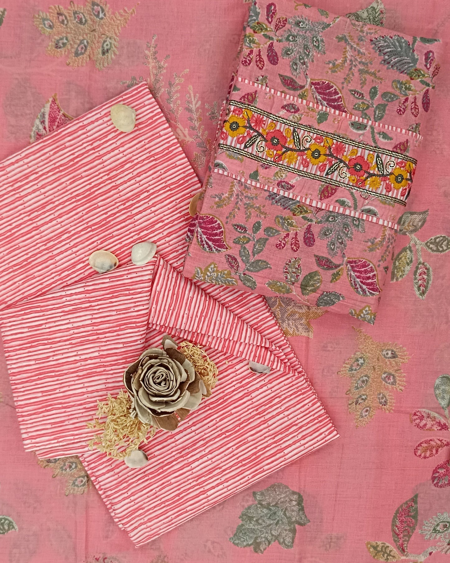 Pink Mal Cotton printed fabric Unstitched Salwar Suit