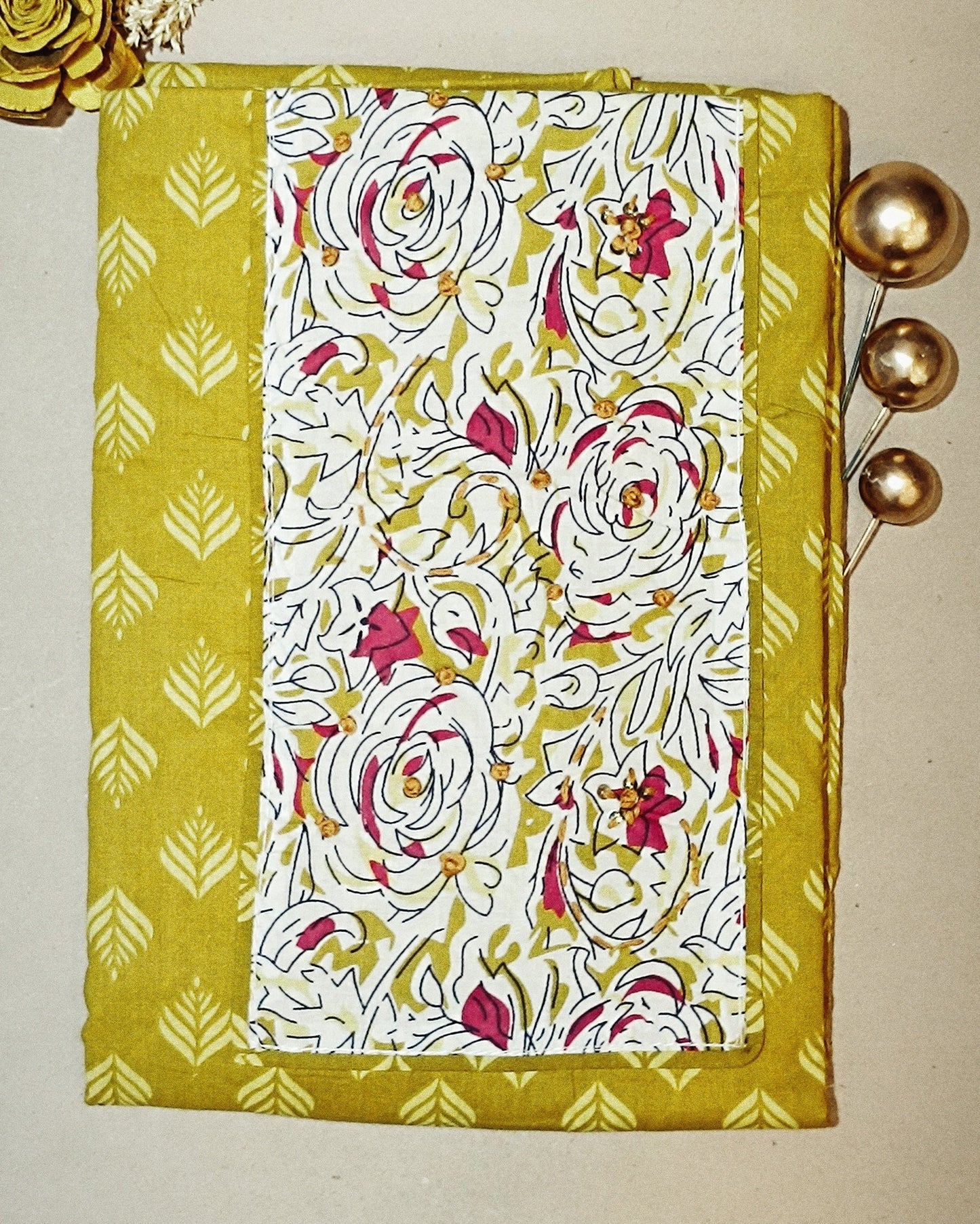 Yellow Mal Cotton printed fabric Unstitched Salwar Suit