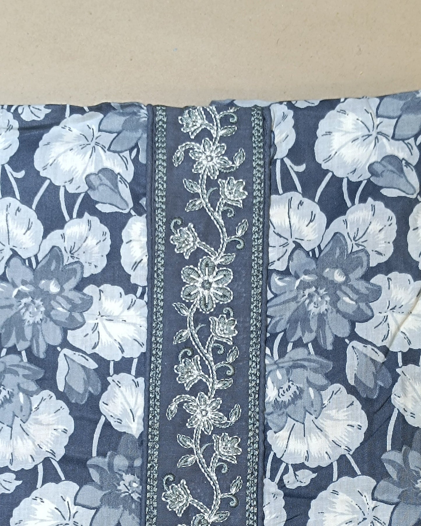 Blue And White Mal Cotton printed fabric Unstitched Salwar Suit