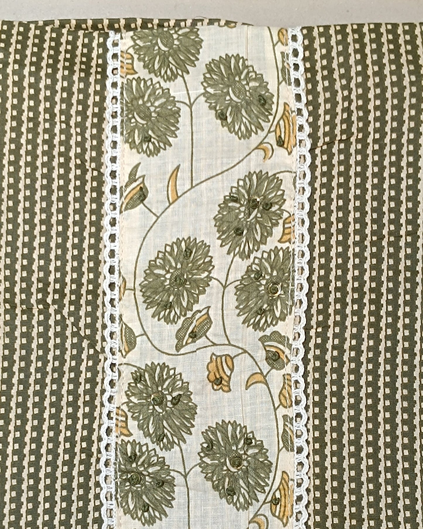 Green And White Mal Cotton printed fabric Unstitched Salwar Suit