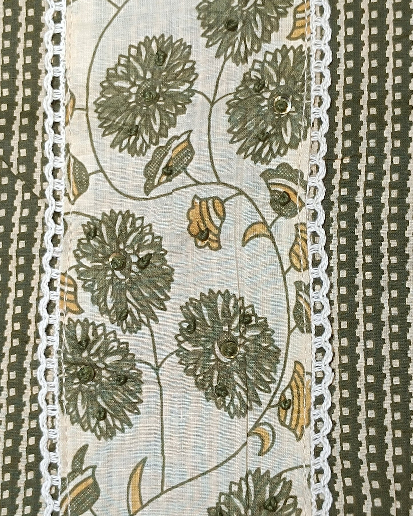 Green And White Mal Cotton printed fabric Unstitched Salwar Suit