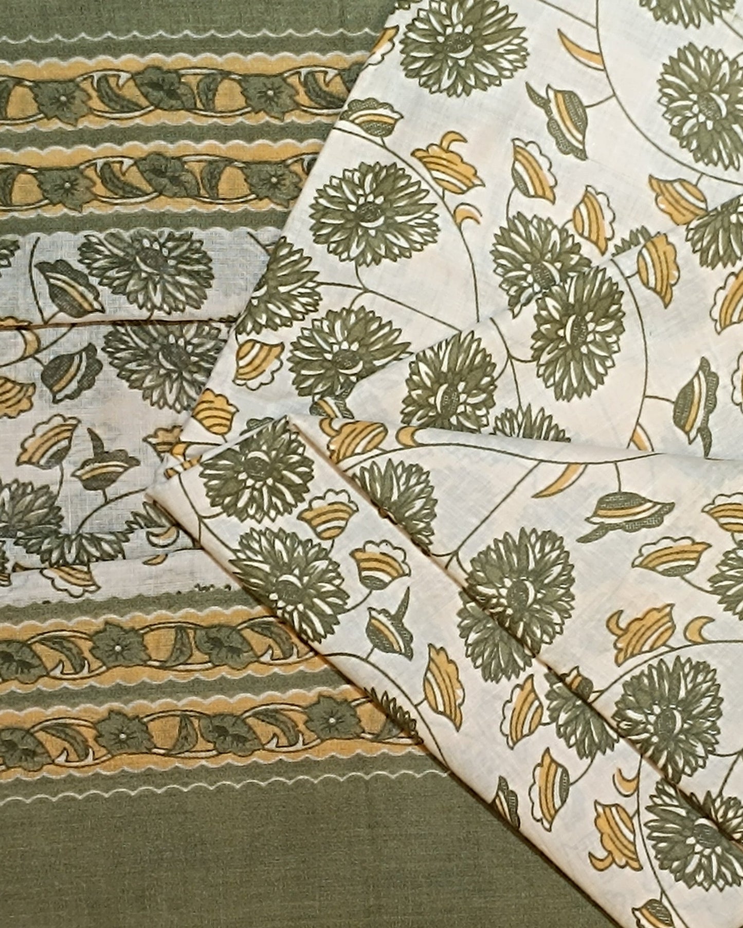 Green And White Mal Cotton printed fabric Unstitched Salwar Suit