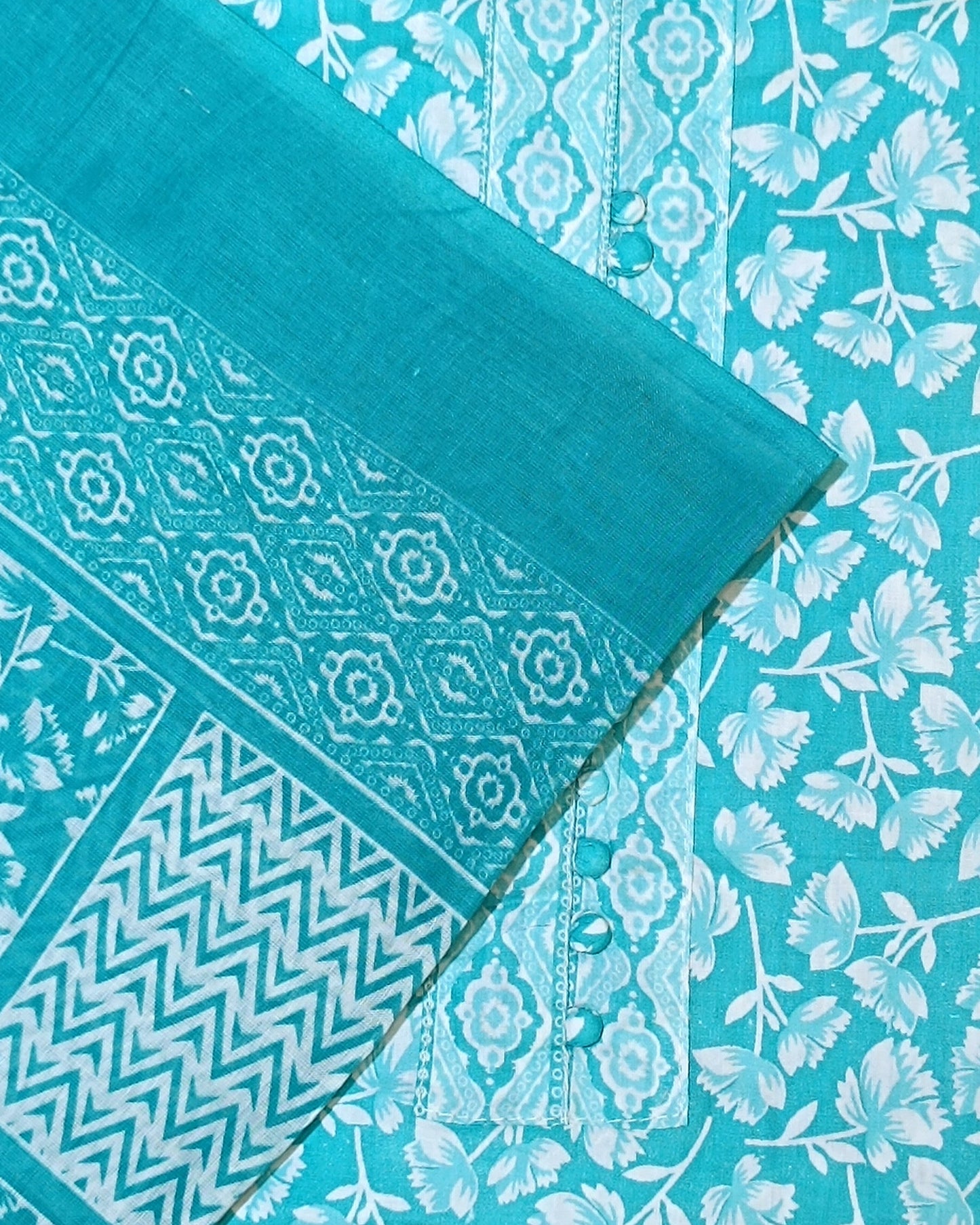 Blue Mal Cotton printed fabric Unstitched Salwar Suit