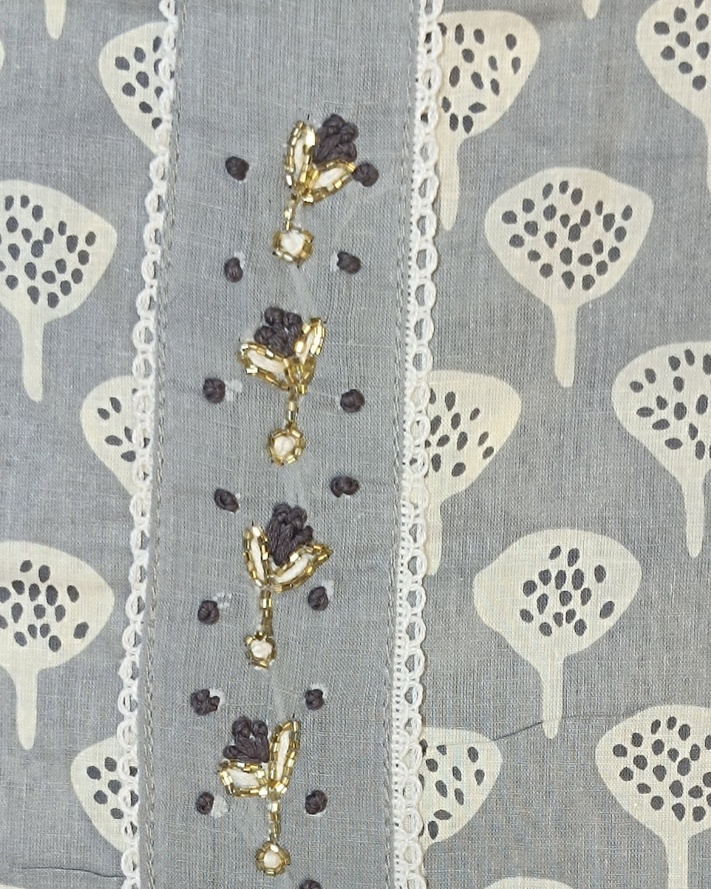 Light grey Mal Cotton printed fabric Unstitched Salwar Suit