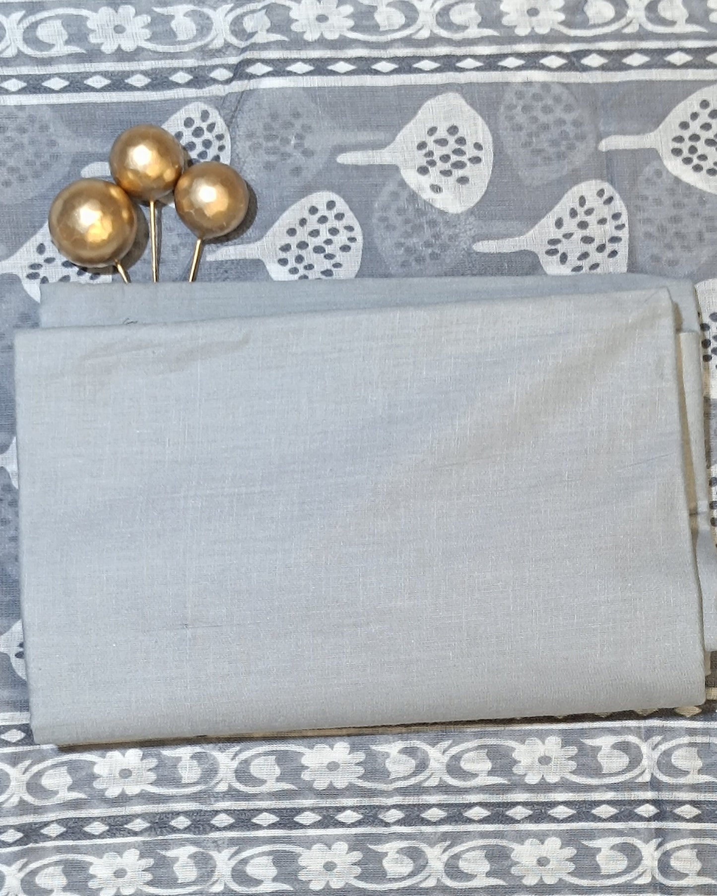 Light grey Mal Cotton printed fabric Unstitched Salwar Suit