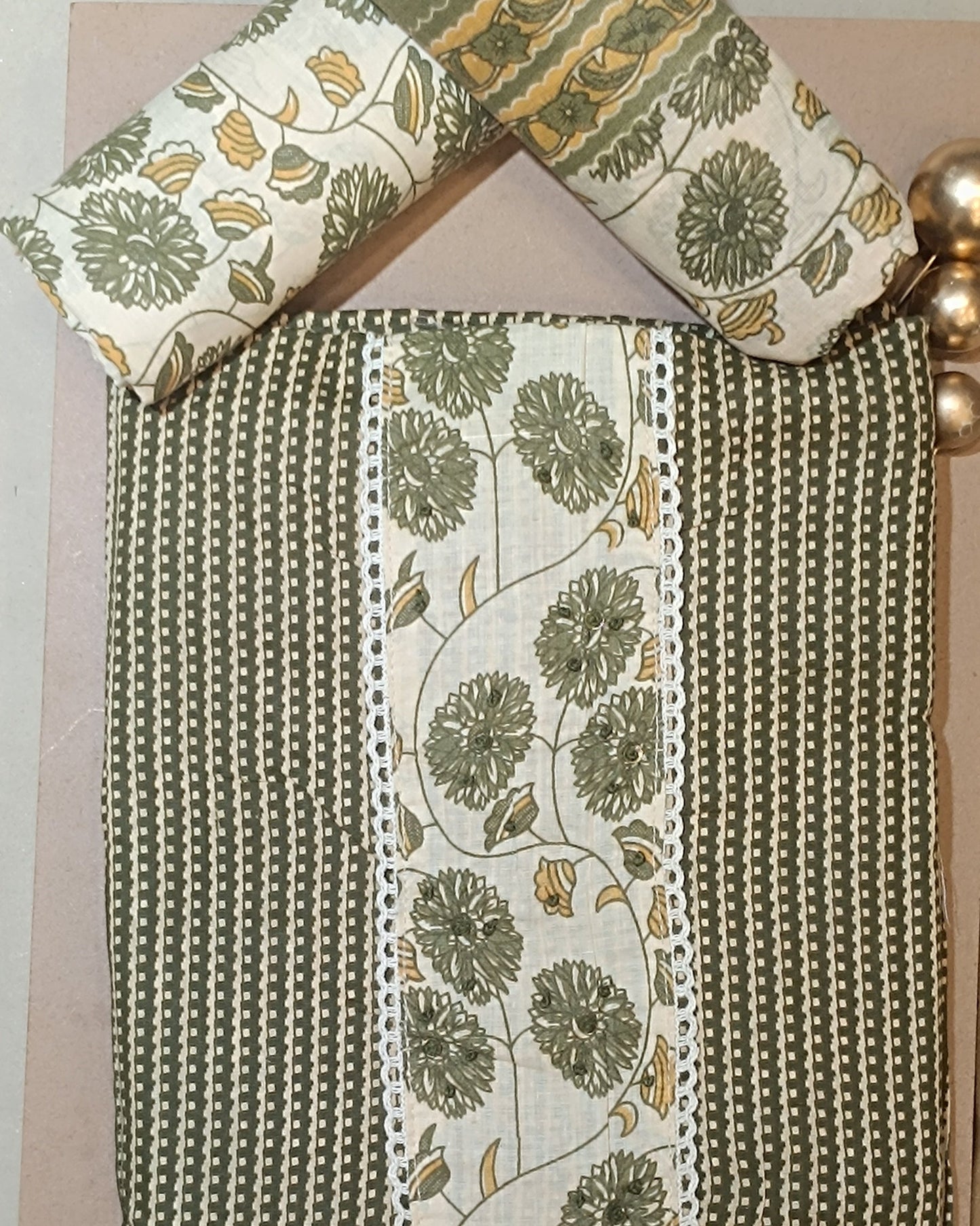 Green And White Mal Cotton printed fabric Unstitched Salwar Suit