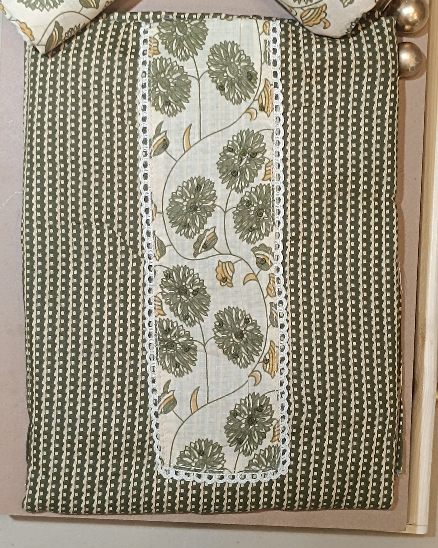 Green And White Mal Cotton printed fabric Unstitched Salwar Suit