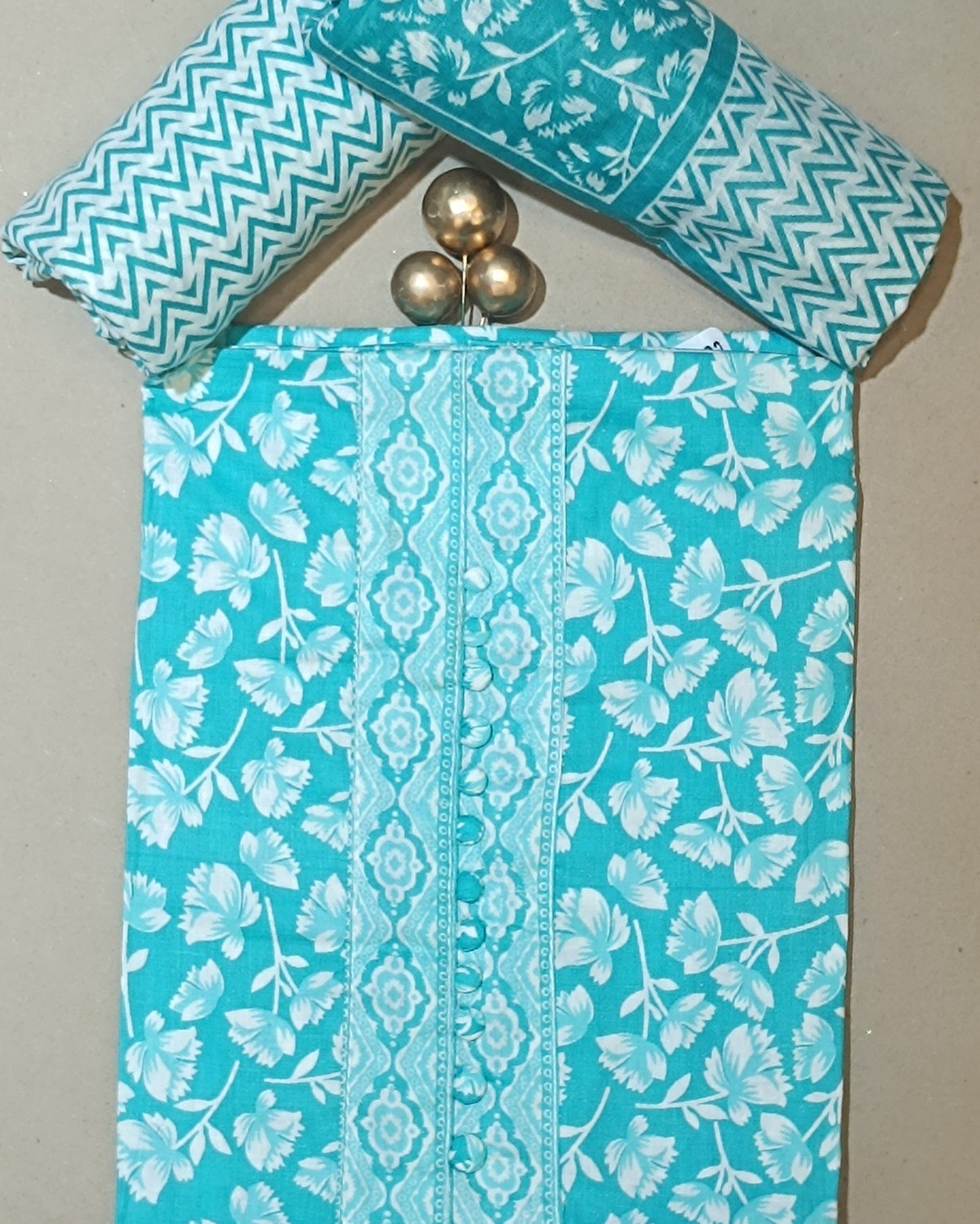 Blue Mal Cotton printed fabric Unstitched Salwar Suit