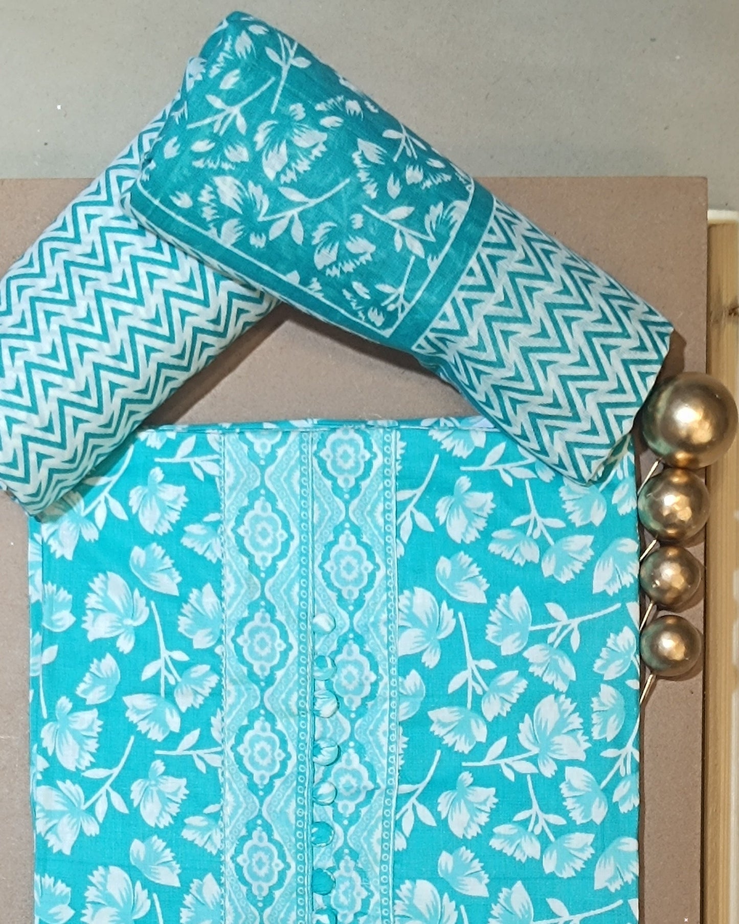 Blue Mal Cotton printed fabric Unstitched Salwar Suit
