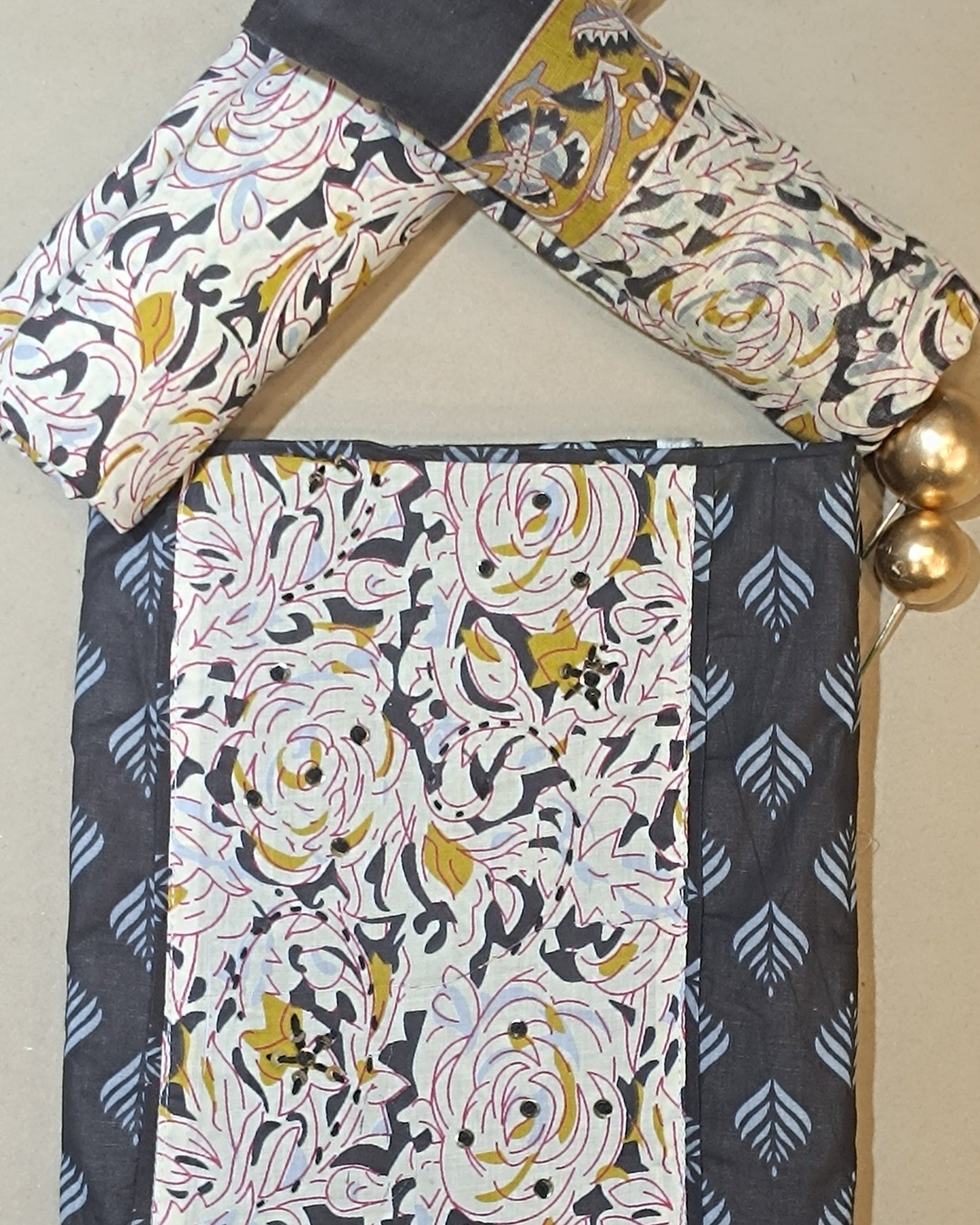 black Mal Cotton printed fabric Unstitched Salwar Suit