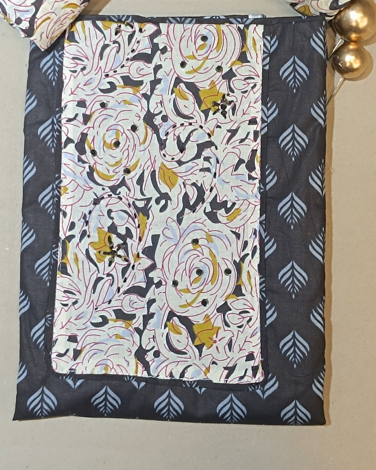 black Mal Cotton printed fabric Unstitched Salwar Suit