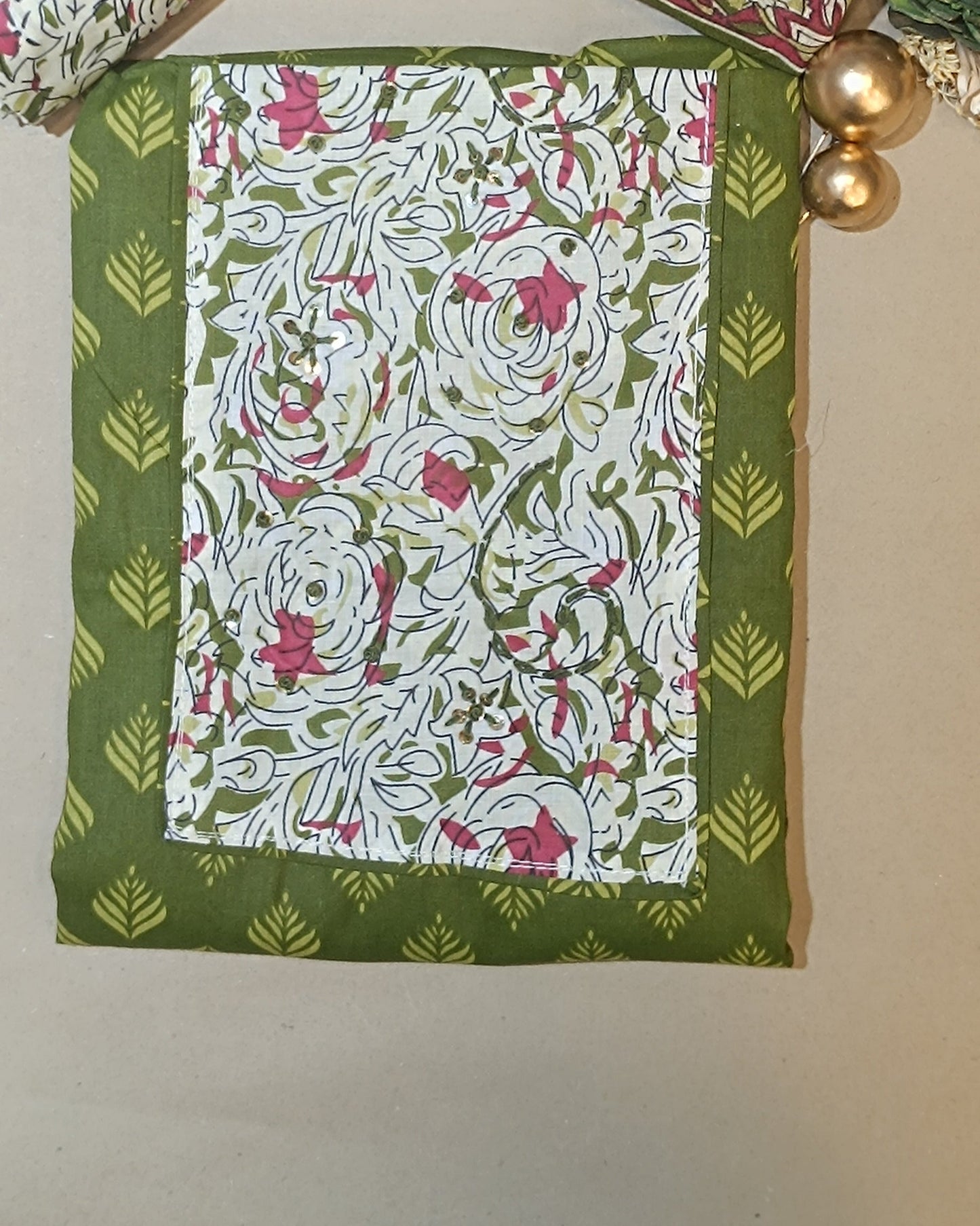 Green Mal Cotton printed fabric Unstitched Salwar Suit