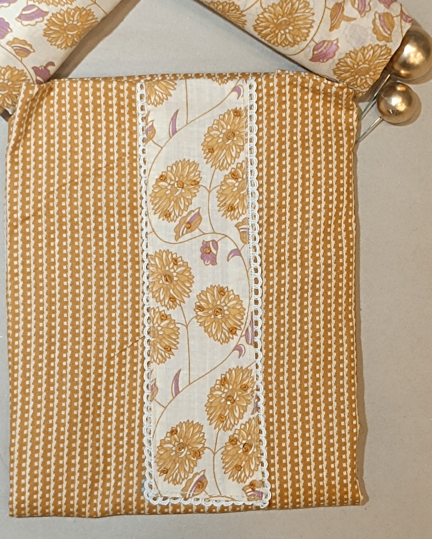 Orange And White Mal Cotton printed fabric Unstitched Salwar Suit