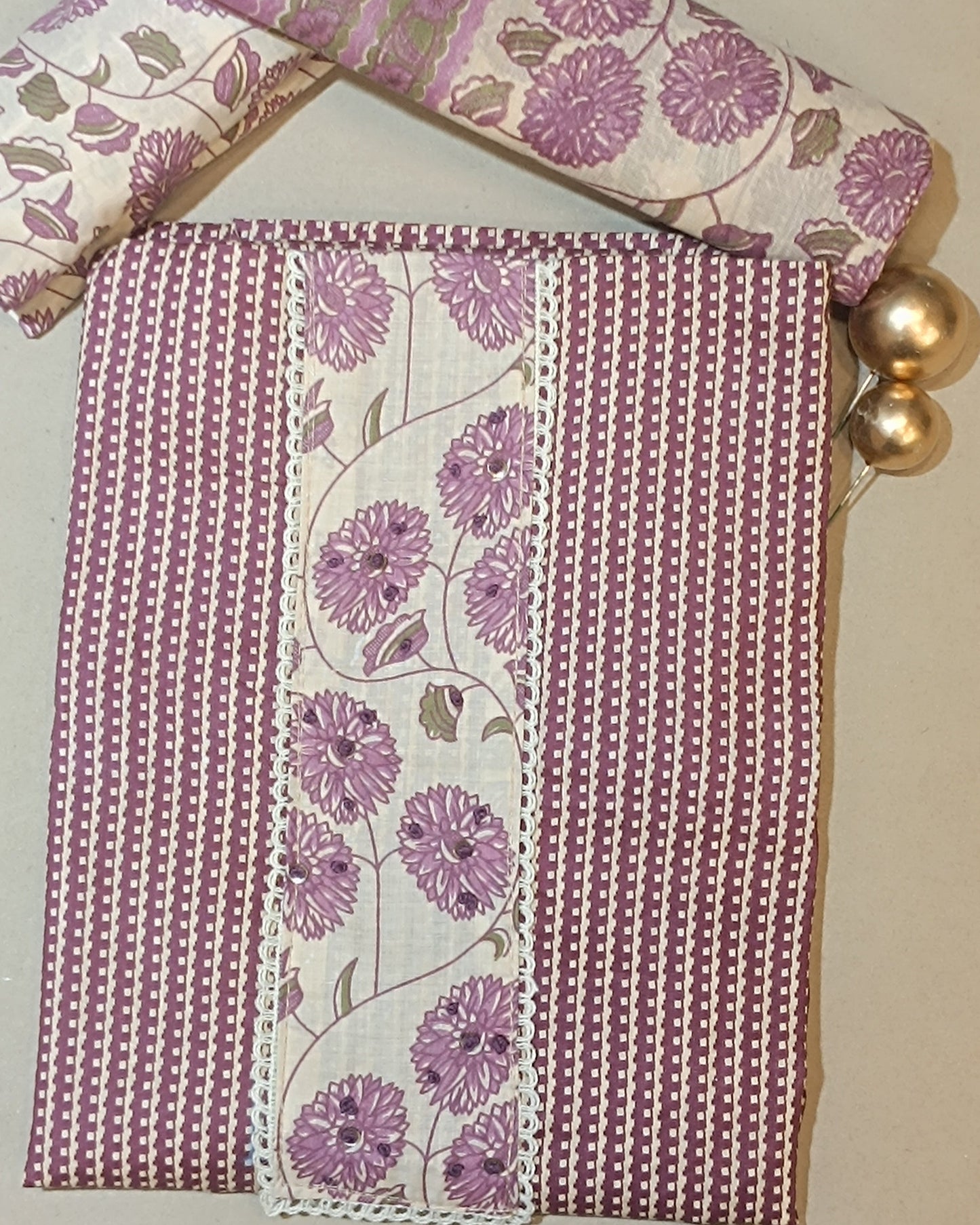 Pink And White Mal Cotton printed fabric Unstitched Salwar Suit