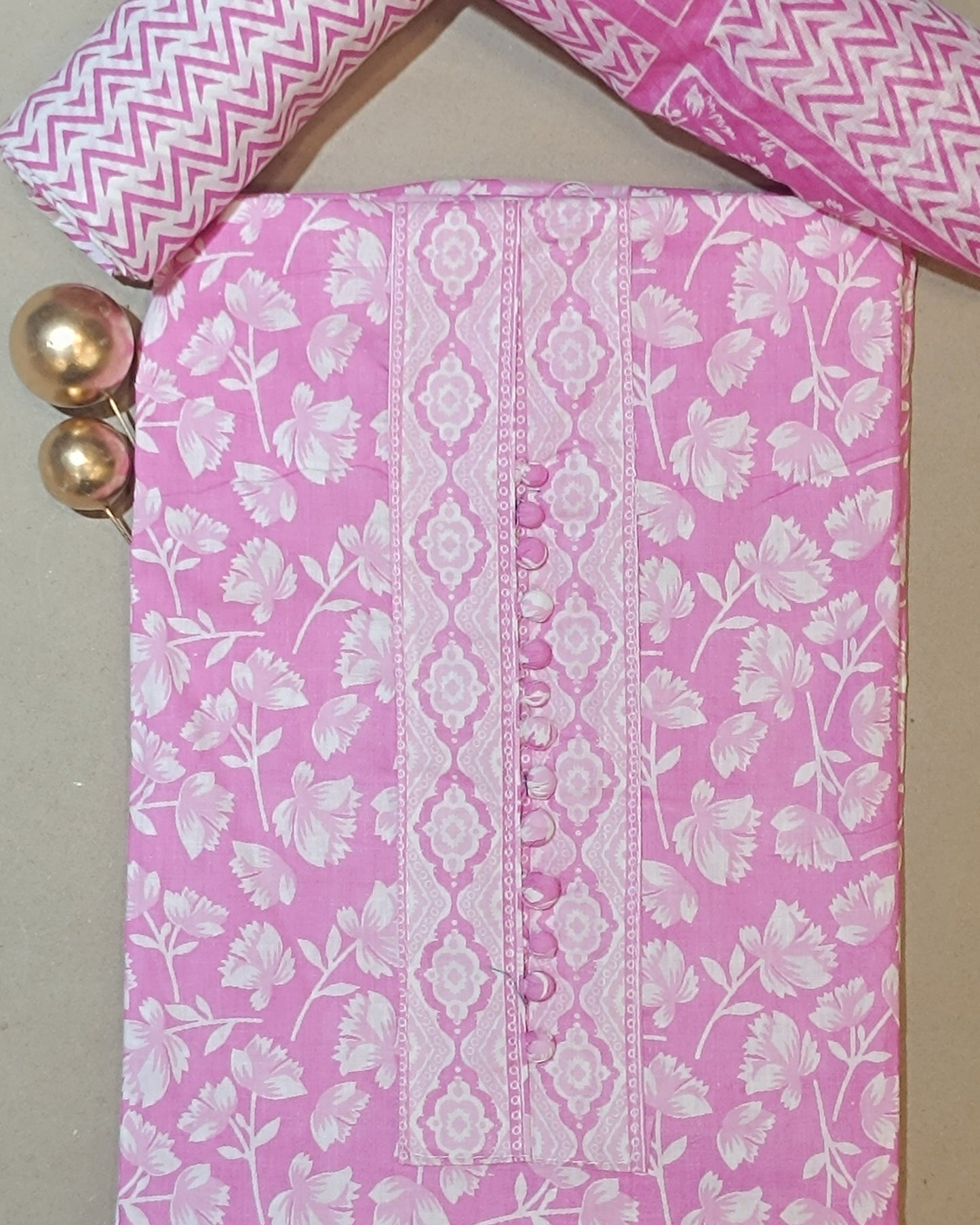 Pink Mal Cotton printed fabric Unstitched Salwar Suit