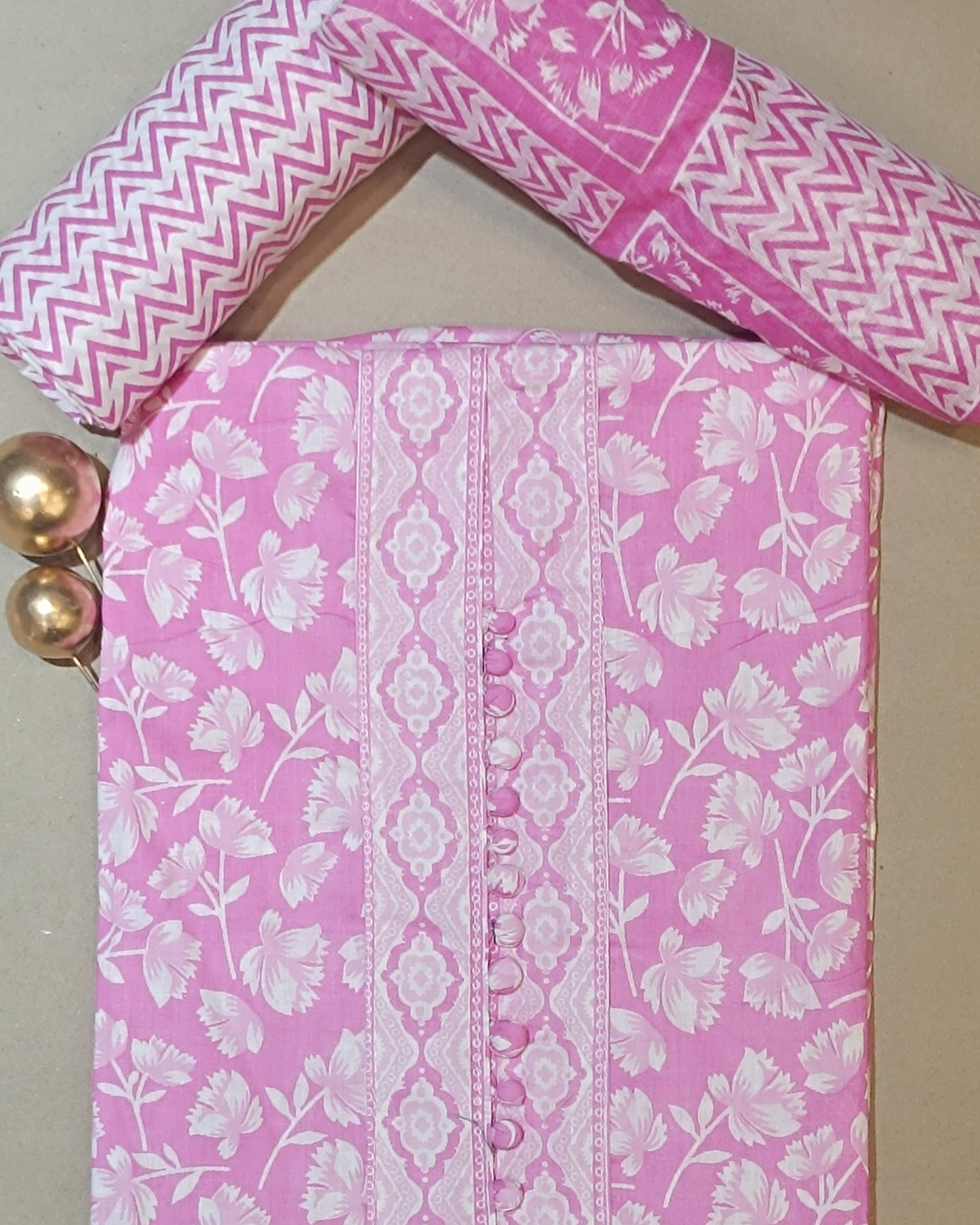 Pink Mal Cotton printed fabric Unstitched Salwar Suit
