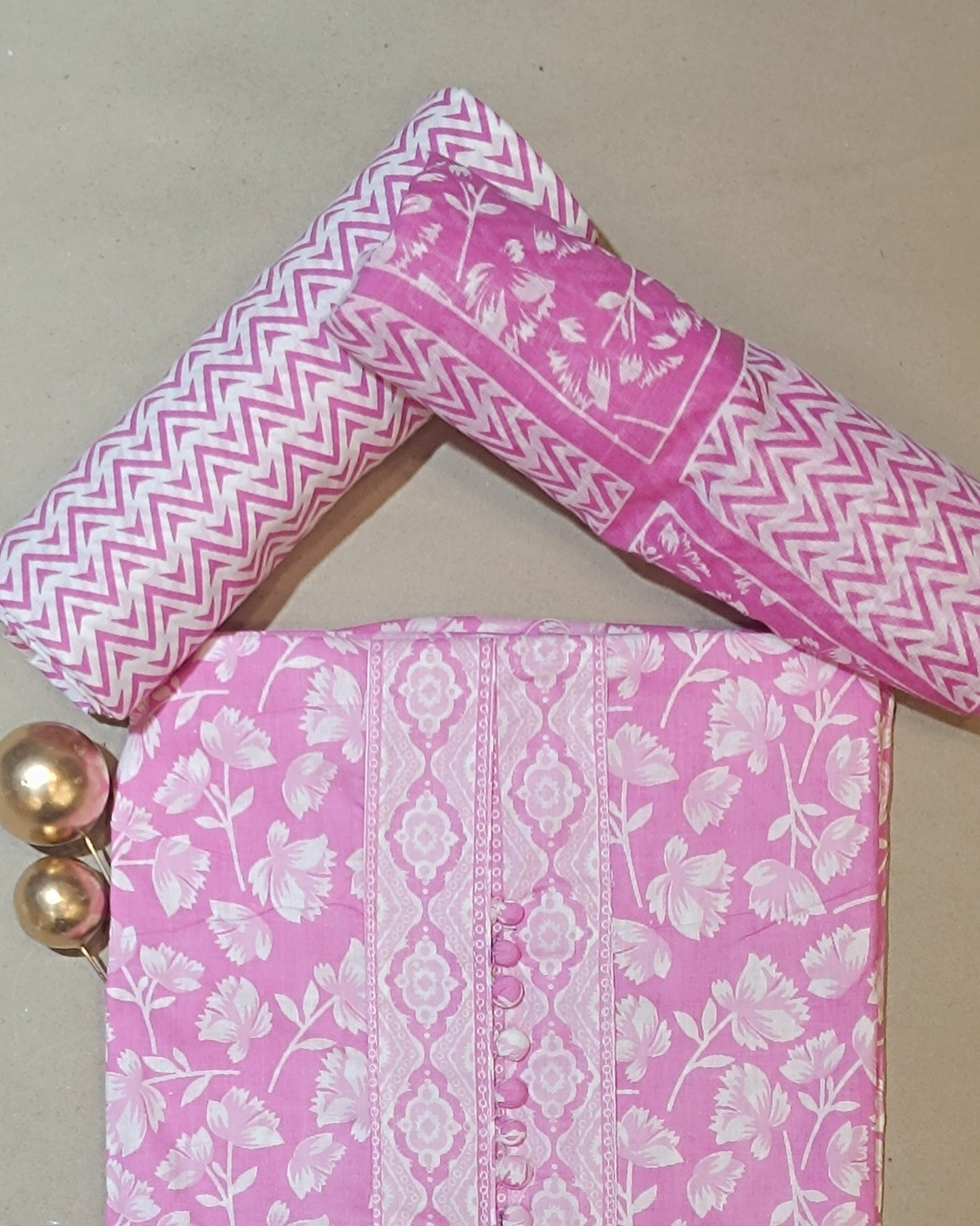 Pink Mal Cotton printed fabric Unstitched Salwar Suit