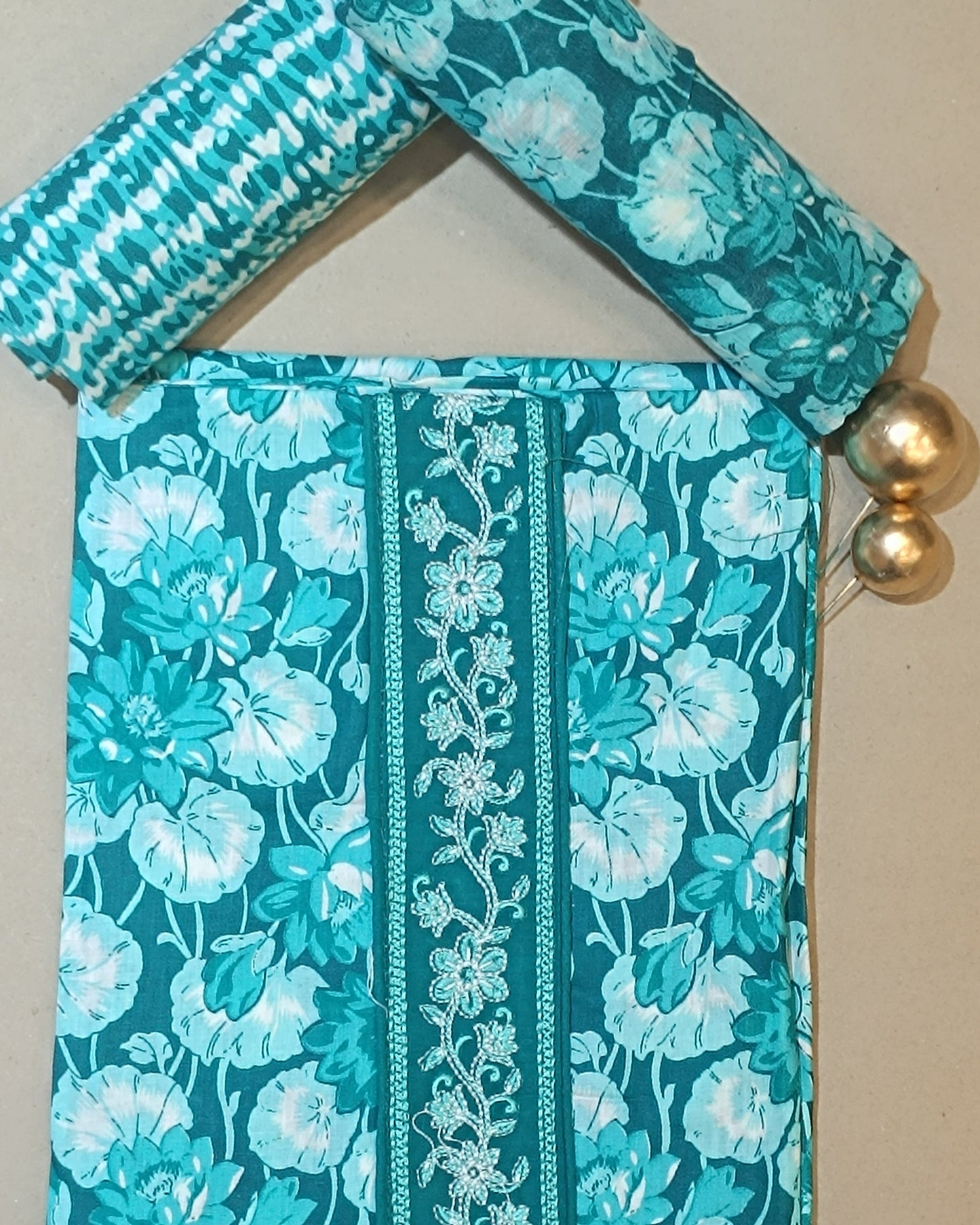 Blue And White Mal Cotton printed fabric Unstitched Salwar Suit