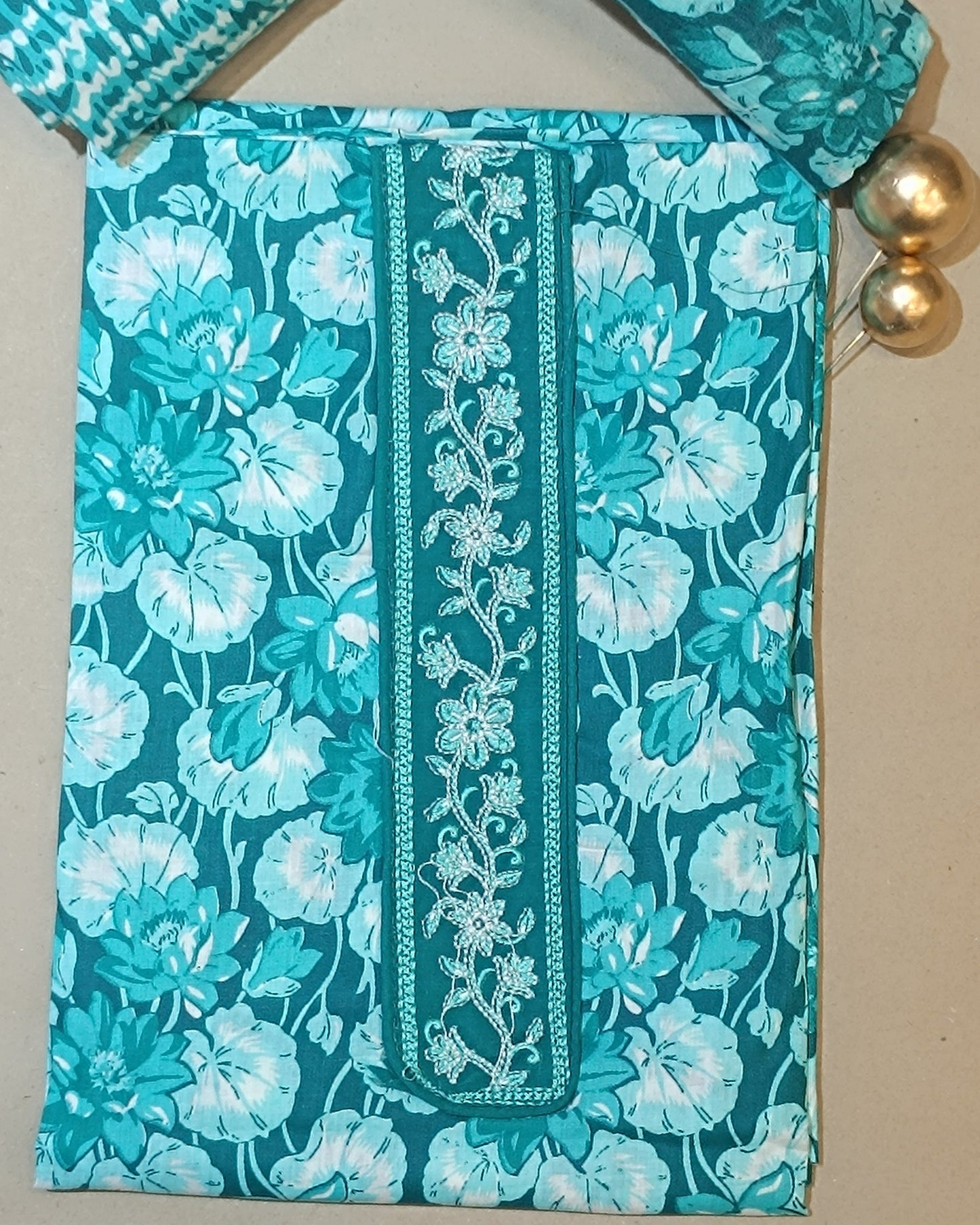 Blue And White Mal Cotton printed fabric Unstitched Salwar Suit