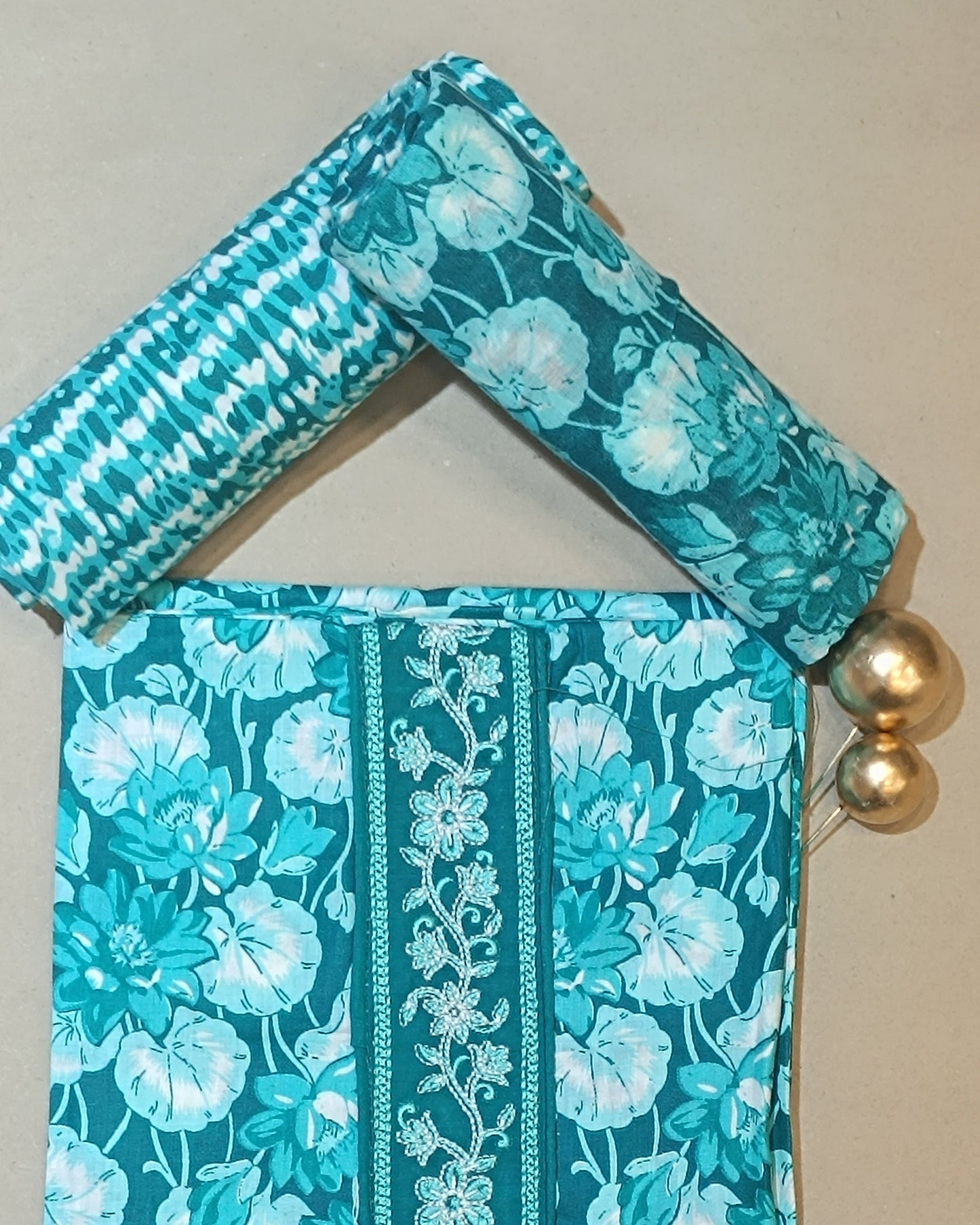 Blue And White Mal Cotton printed fabric Unstitched Salwar Suit