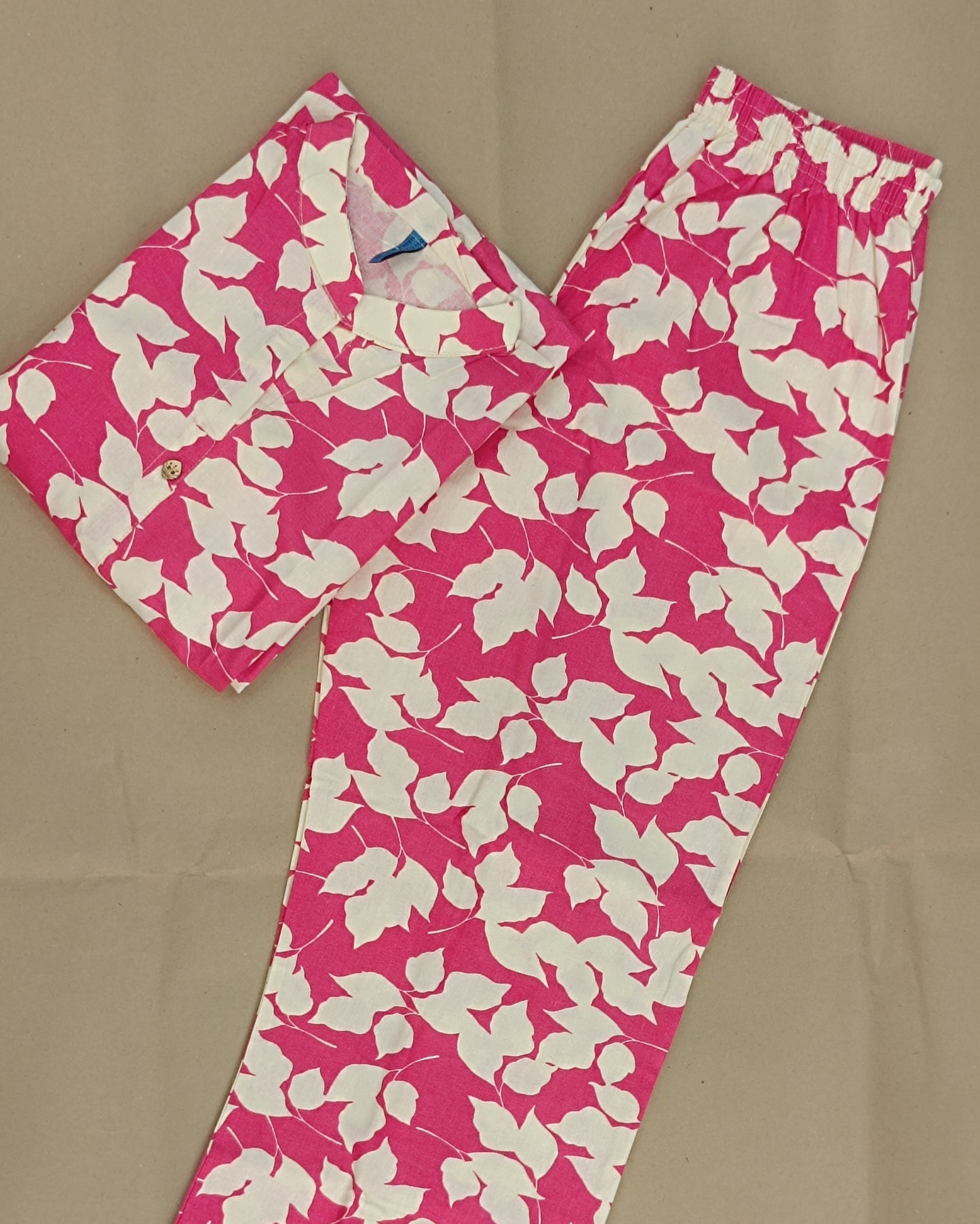 Pink Printed Cotton Flex Ready Made Co-ord Set