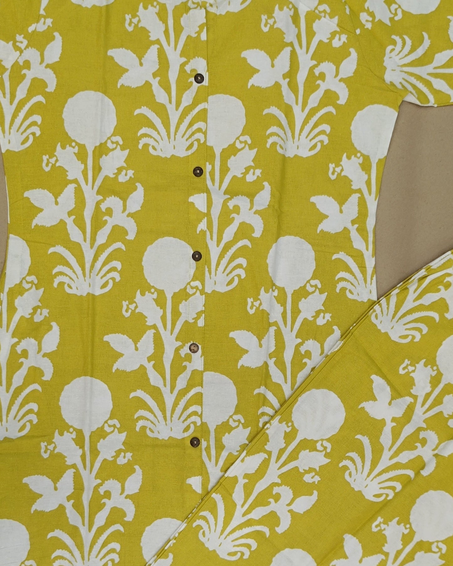 Yellow Printed Cotton Flex Ready Made Co-ord Set