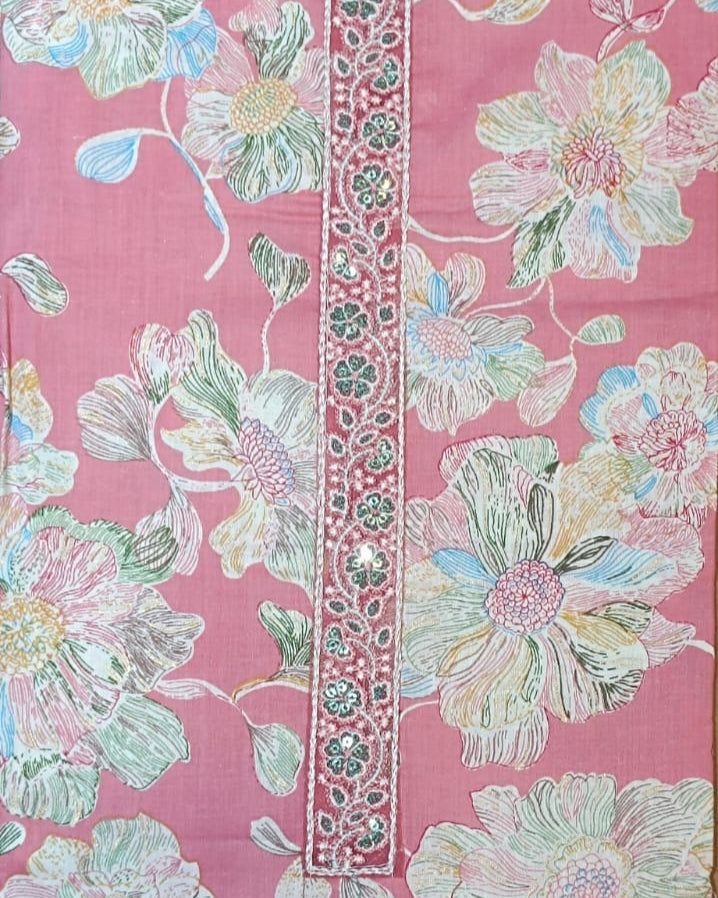 Pink Mal Cotton printed fabric Unstitched Salwar Suit