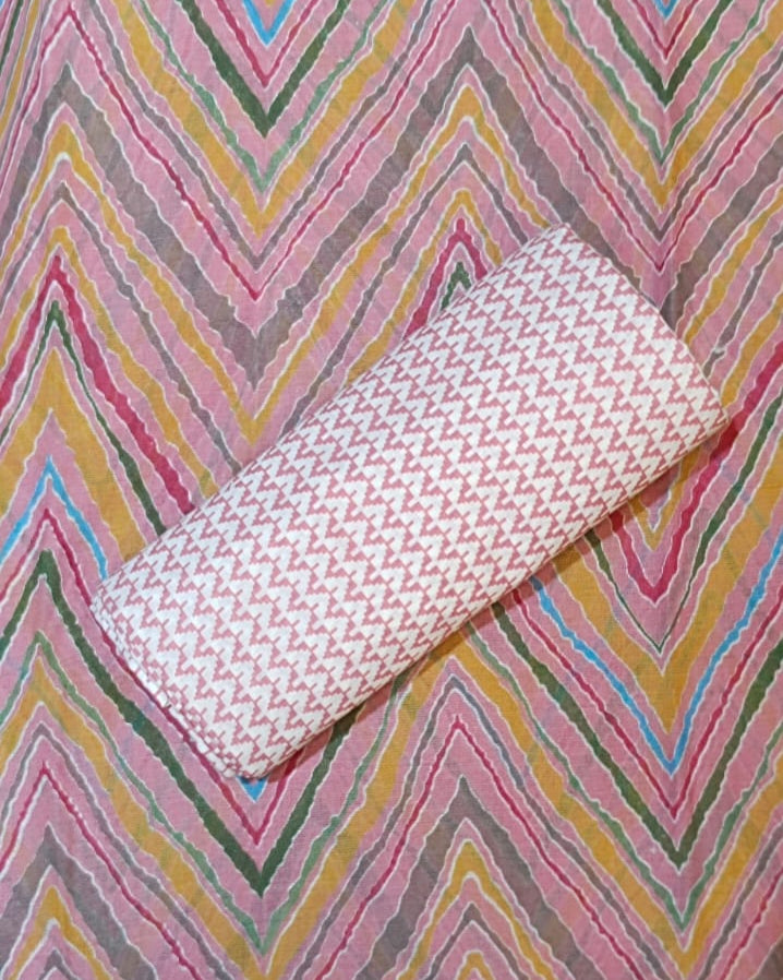 Pink Mal Cotton printed fabric Unstitched Salwar Suit