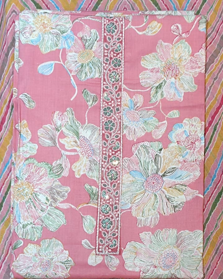 Pink Mal Cotton printed fabric Unstitched Salwar Suit