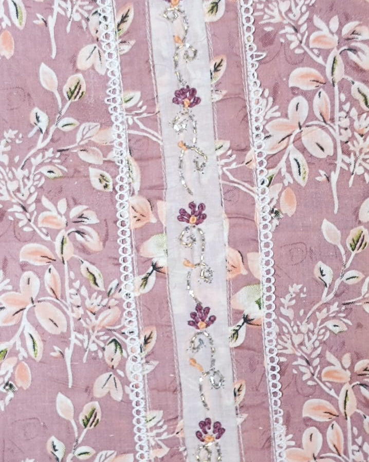 Baby Pink Mal Cotton printed fabric Unstitched Salwar Suit