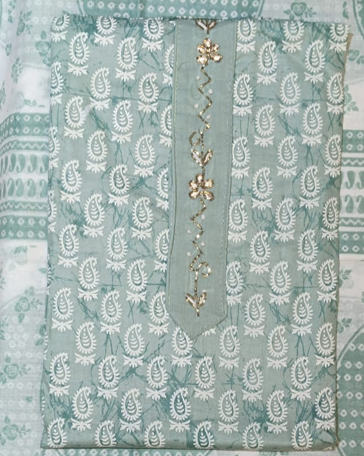 Light Sky Blue Mal Cotton printed fabric Unstitched Salwar Suit
