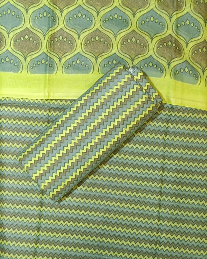 Light Green Mal Cotton printed fabric Unstitched Salwar Suit
