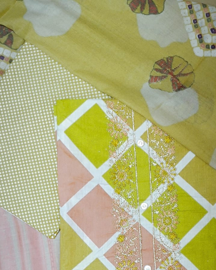 Yellow And Light Pink Mal Cotton printed fabric Unstitched Salwar Suit