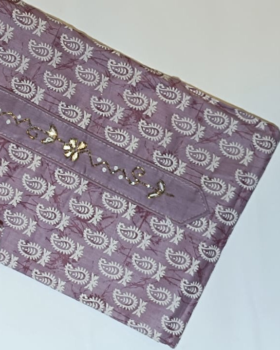 Purple Mal Cotton printed fabric Unstitched Salwar Suit