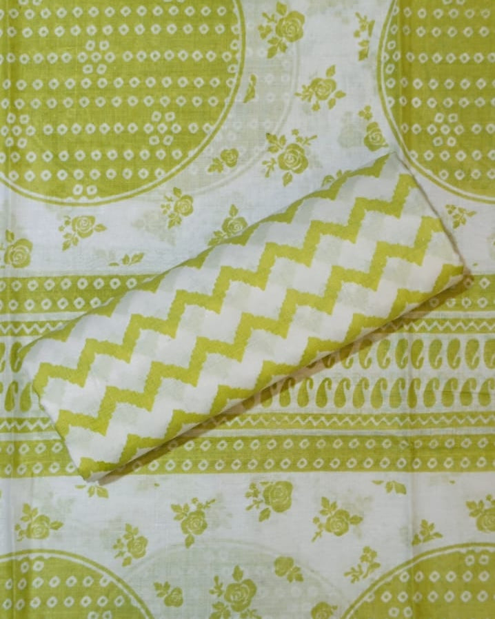 Light Yellow Mal Cotton printed fabric Unstitched Salwar Suit