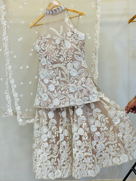 Floral Sequin Heavy Embroidered Indo-western Sharara set