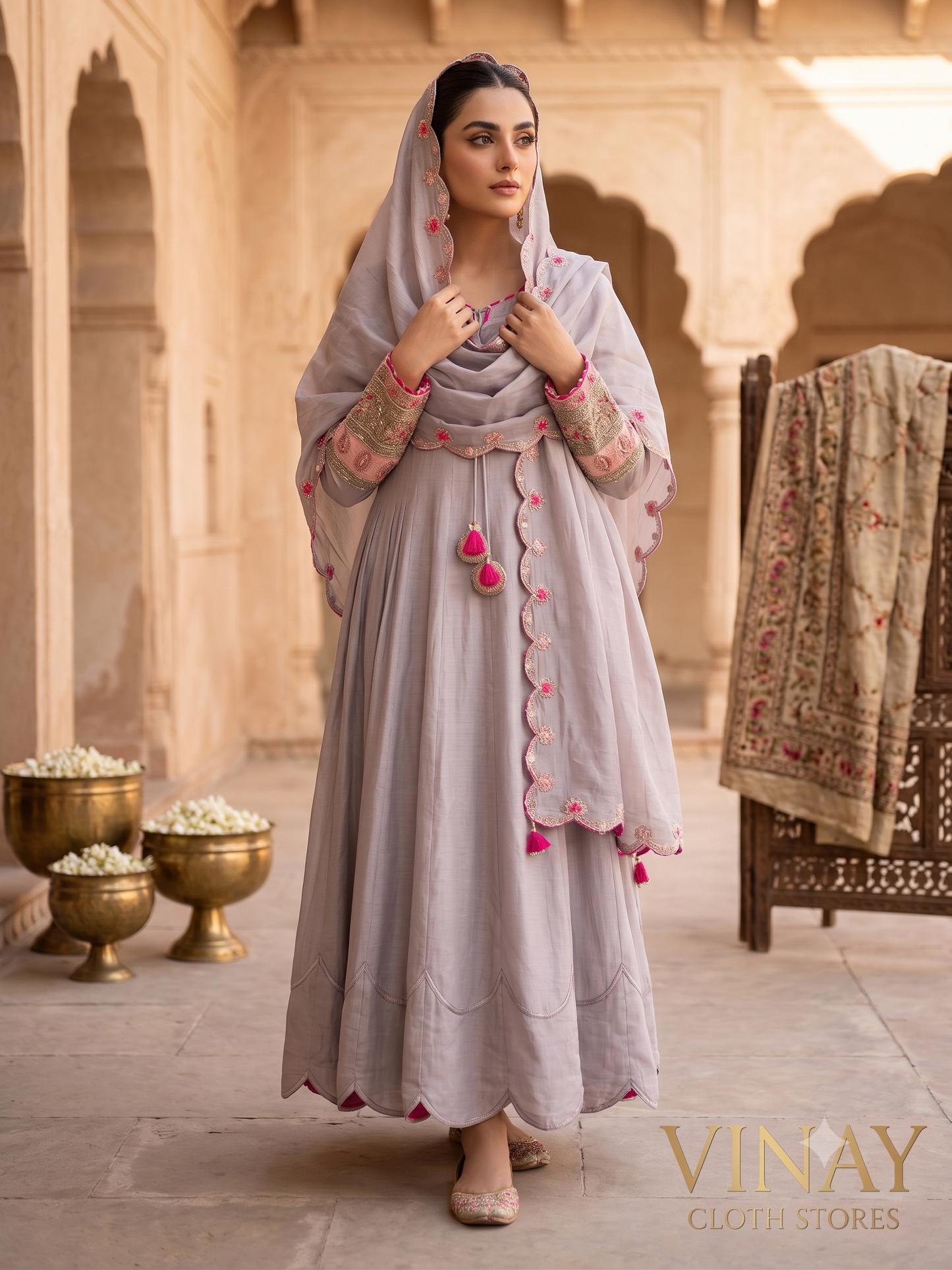 Mal chanderi anarkali suit