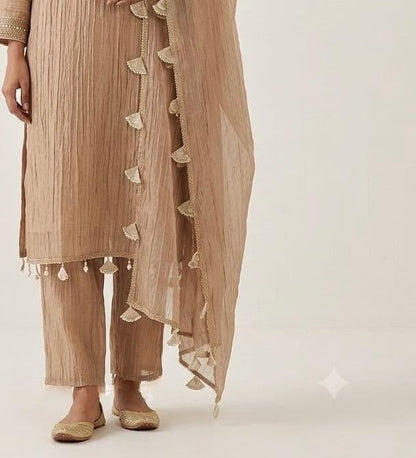 Elegance in Beige: Salsa Fabric Suit Set