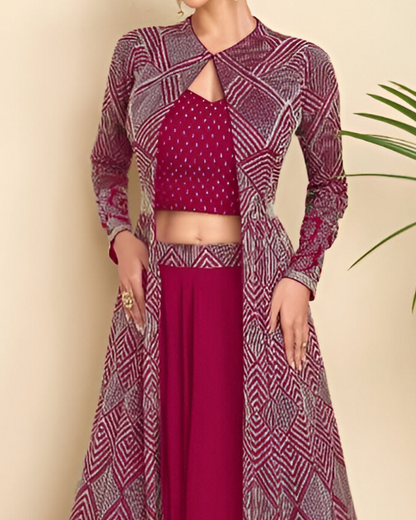 Pink Embroidered Heavy Real Georgette Readymade Lehenga