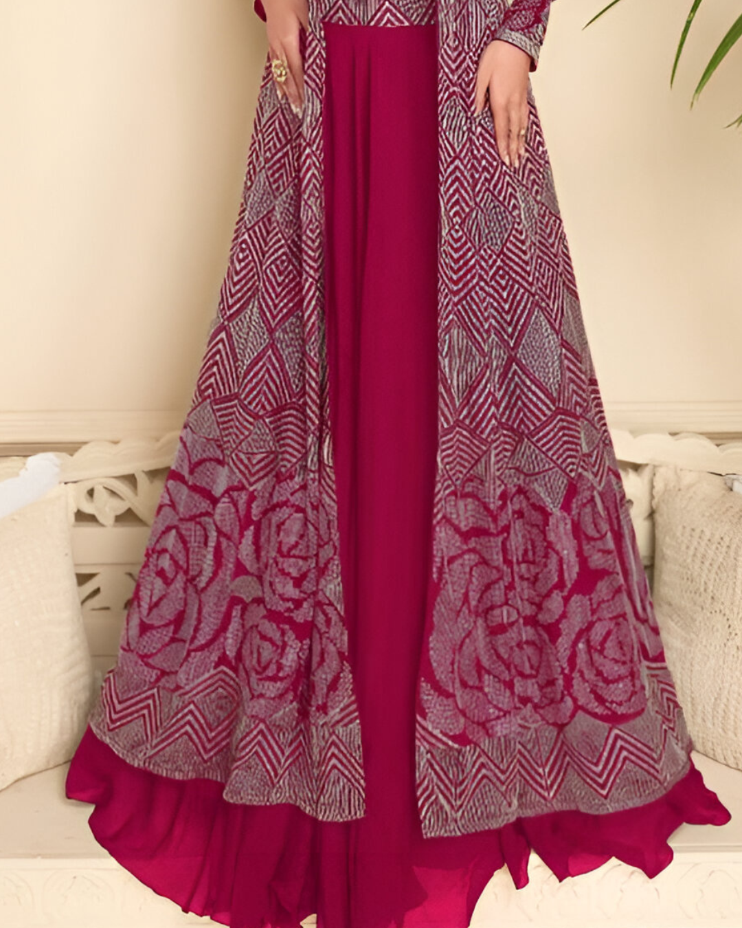 Pink Embroidered Heavy Real Georgette Readymade Lehenga