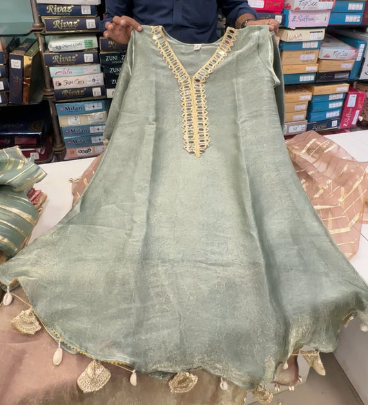 Glass Fabric Mirror work Cordset with dupatta