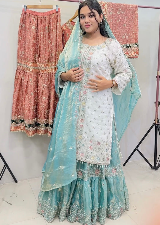 Blue/white Farshi Lehenga