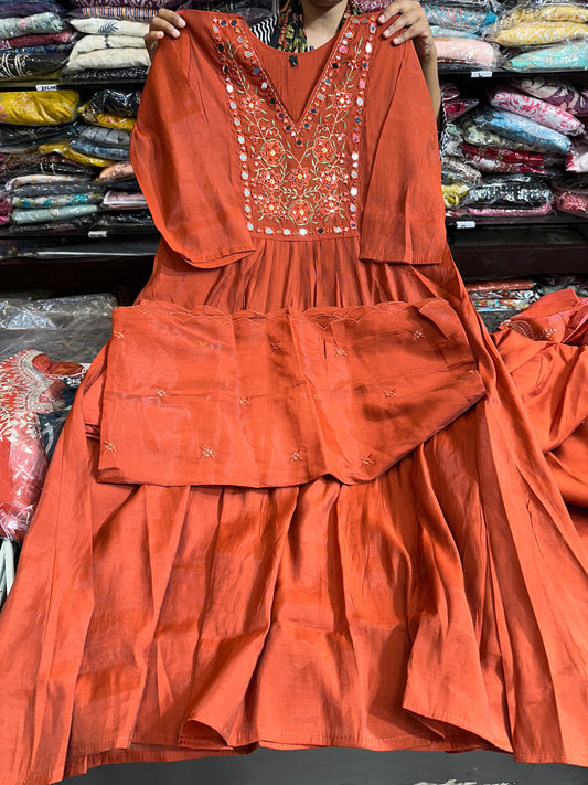 Rust Anatkali dress