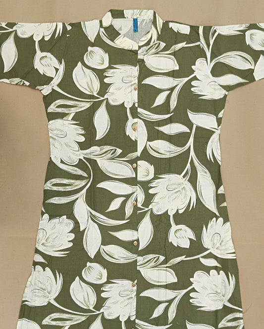 Light Green Printed Cotton Flex Ready Made Co-ord Set