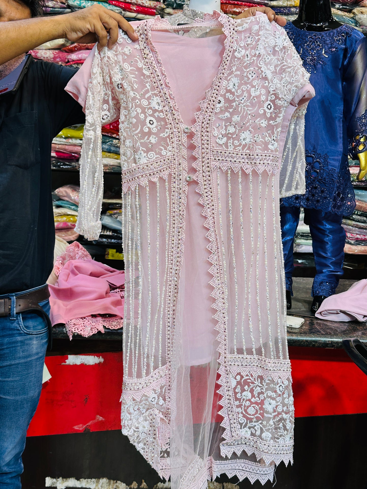 Heavy diamond work kids dress