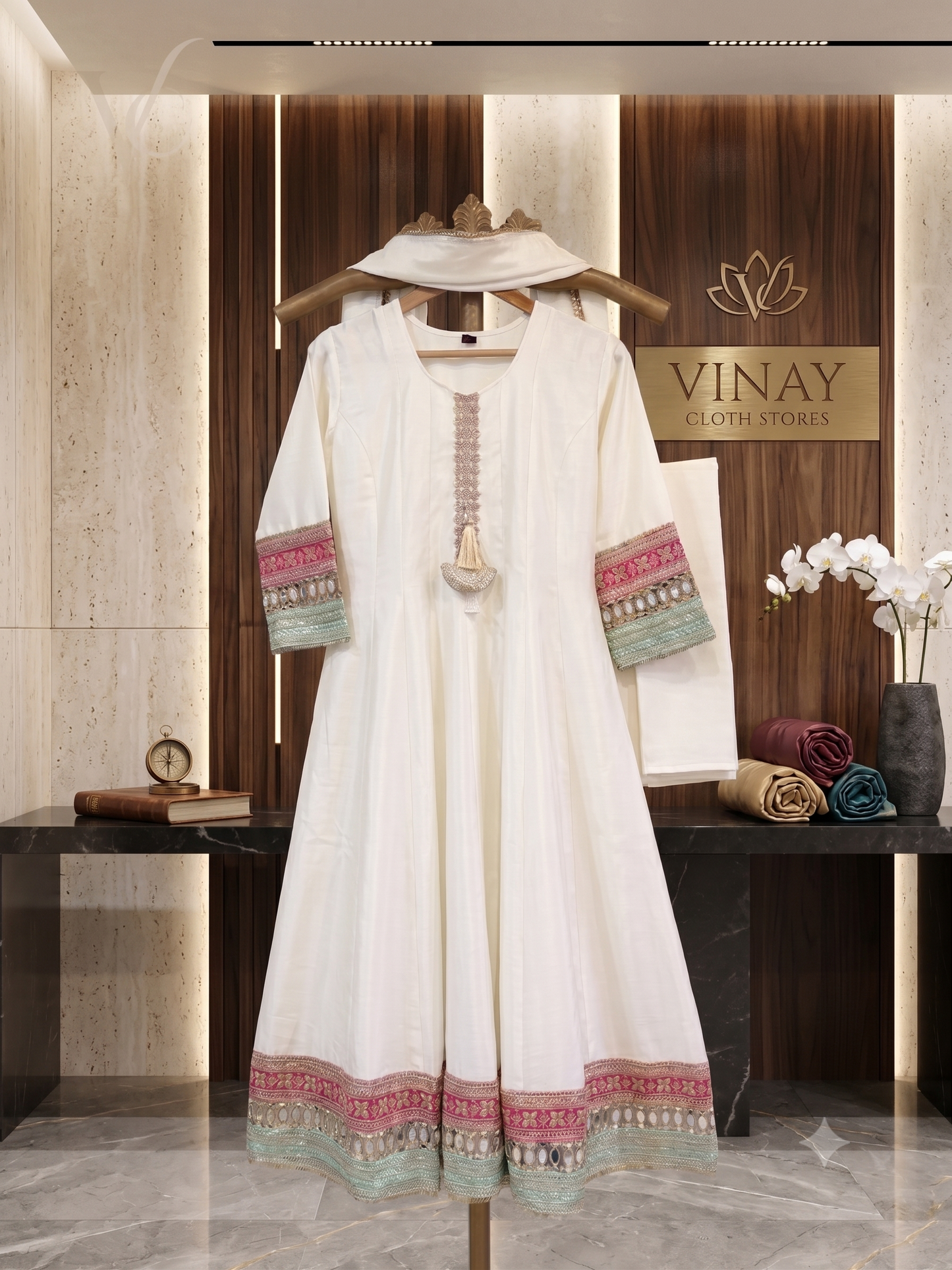Glass silk anarkali set