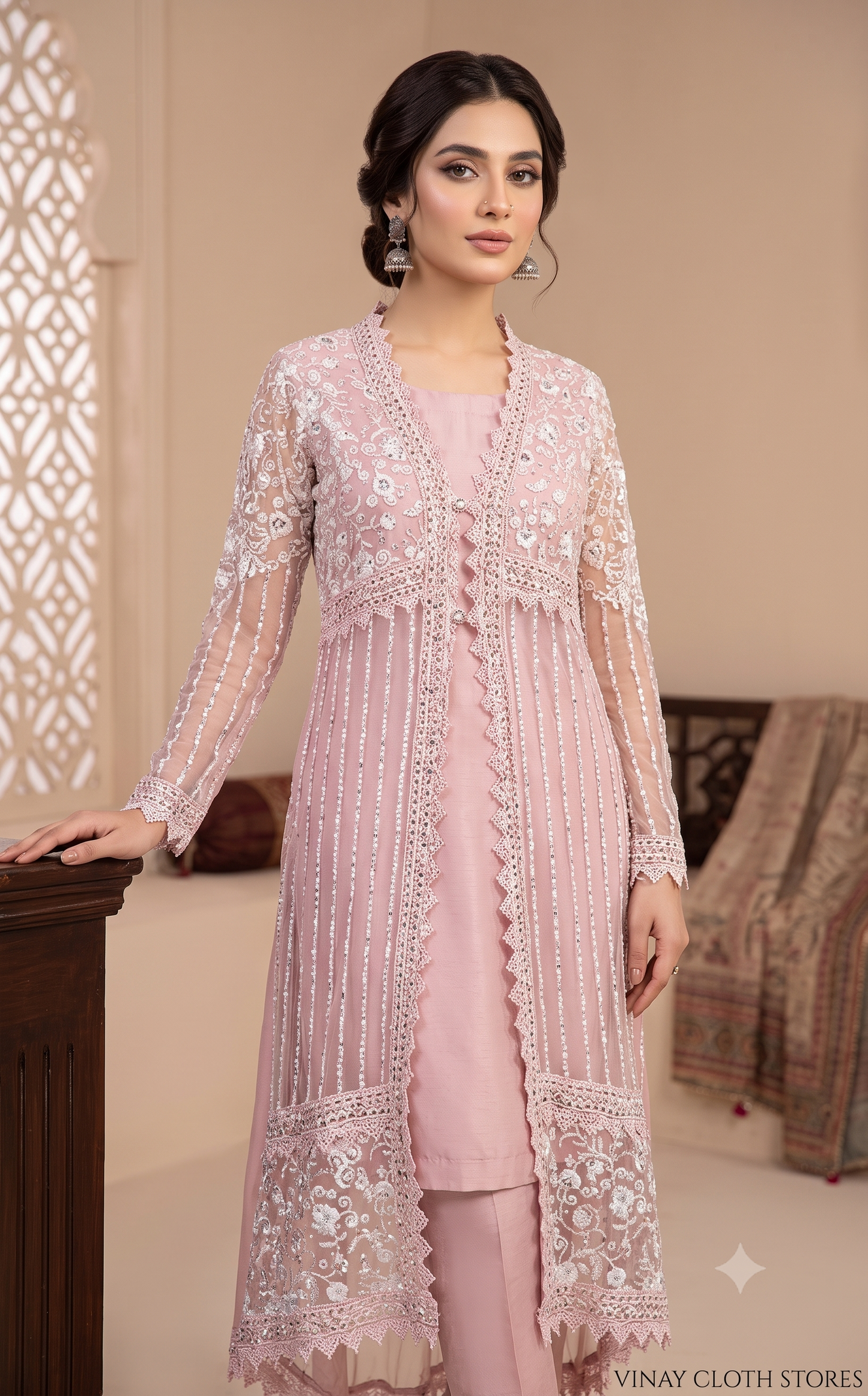 Heavy diamond work kids dress