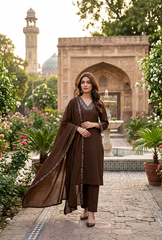 Royal Deep Purple Mirror-Embellished Suit Set